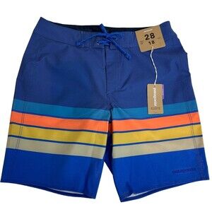 Patagonia Men's Hydropeak 18" Board Shorts Trunks Superior Blue Stripe Sz 28 New